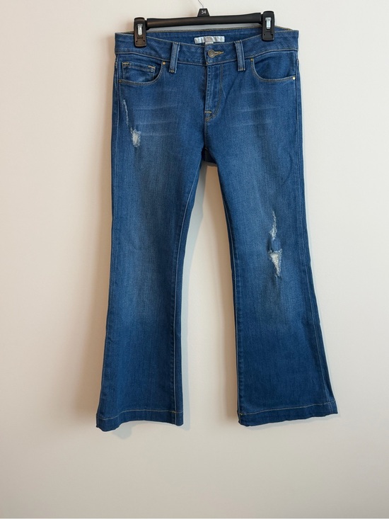 Boston Proper Denim - Boston Proper Flare Leg Distressed Denim Jeans Women’s Size 4 Blue Stretch